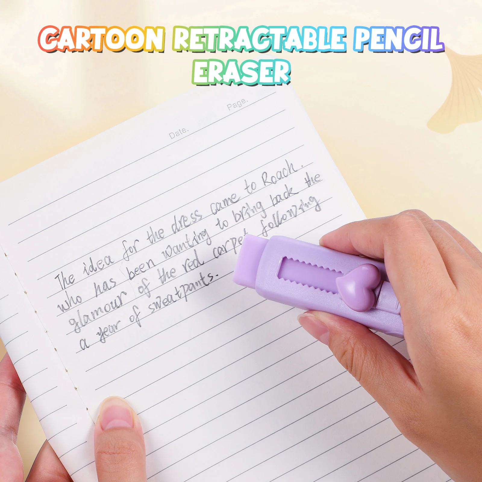 5 Pcs Retractable Pencil Eraser Creative Erasers Office Supplies Test Exam Cartoon Classroom Stationery Rubber Large