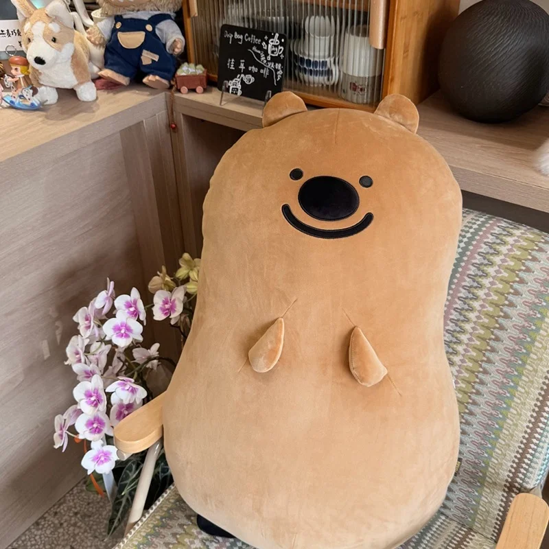Chubby Brown Bear Stuffed Plush Toy Soft Bear Plushie, Kawaii Animal Throw Pillow Comfort Hugging Doll Gift for Bear Lovers