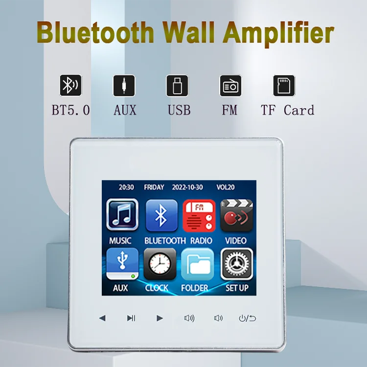 

Wall music panel amplifier, Bluetooth wall amplifier, 86 wall amplifier, 86 music panel, 86 MP3 player, 86 Bluetooth player