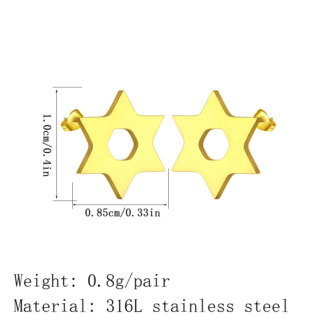 Kinitial Stainless Steel Star of David Stud Earrings Studs Posts Simple Jewelry Birthday Party Gifts For Men Women