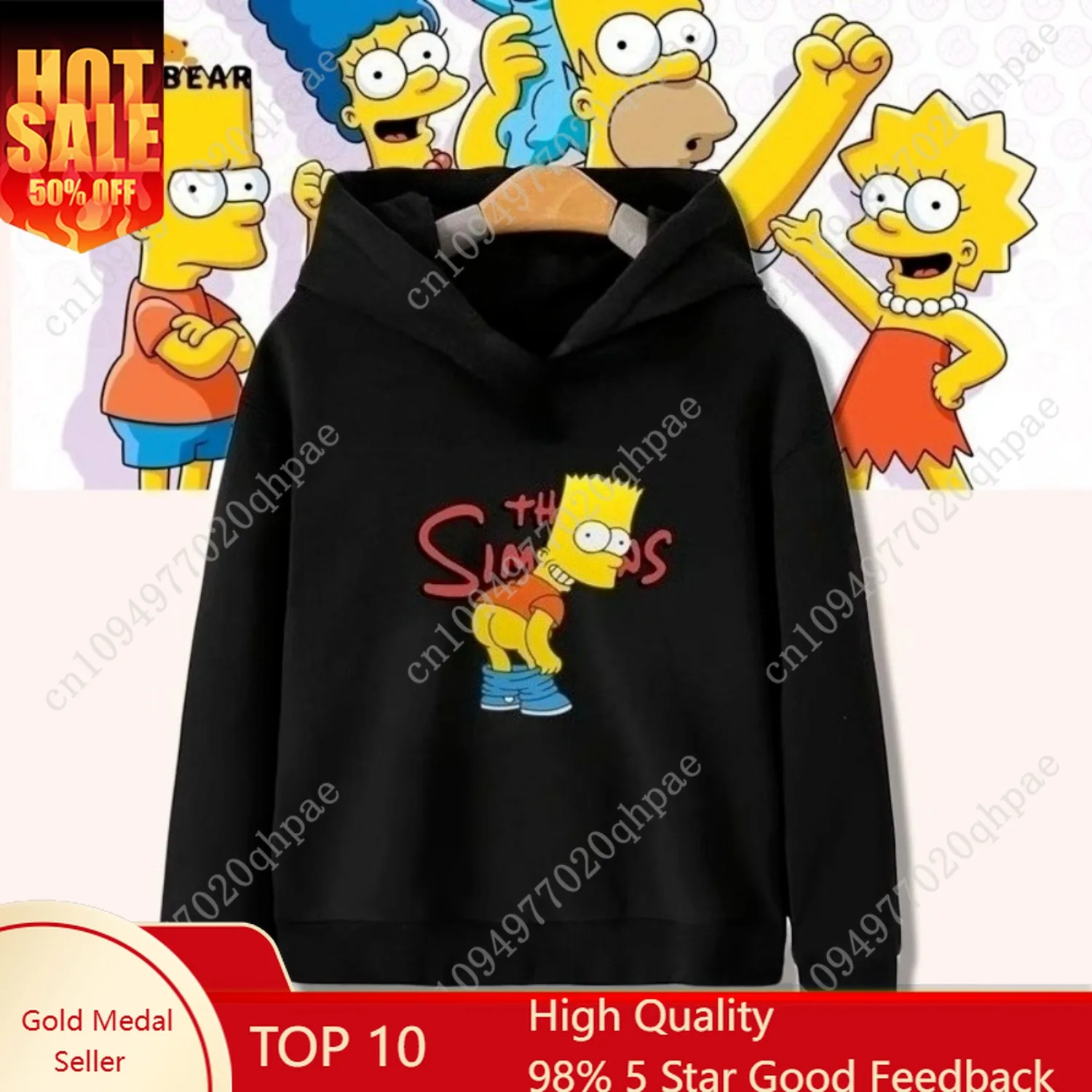 

The Simpsons Cartoon Children's Sweatshirt Boys and Girls Clothing Autumn and Winter Warm All-match Children's Hoodie Top