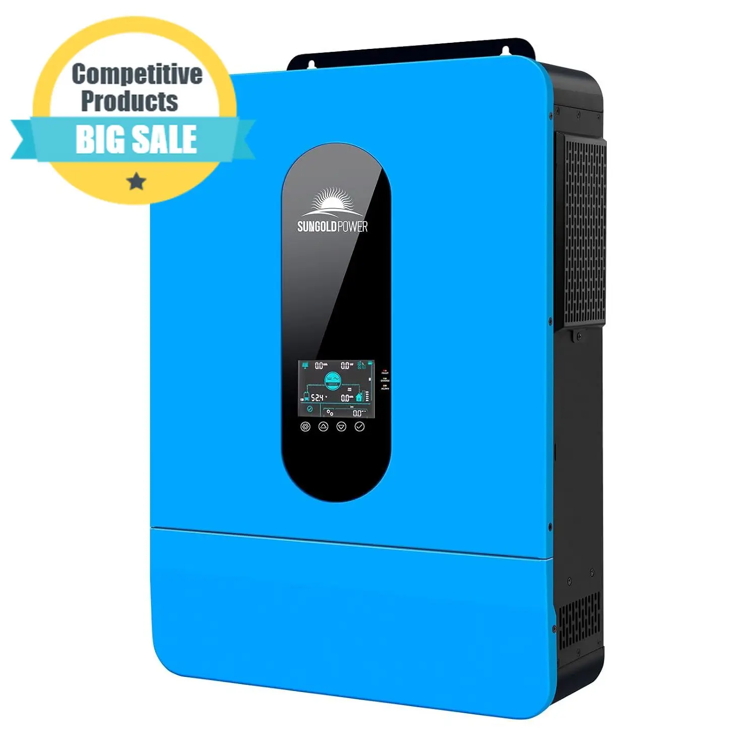 SUNGOLDPOWER 6500W 48V Solar Inverter, Split Phase,Built-in 2 MPPTs, Max 140A Charging, AC Input/Output 120V/240V(settable),Pure