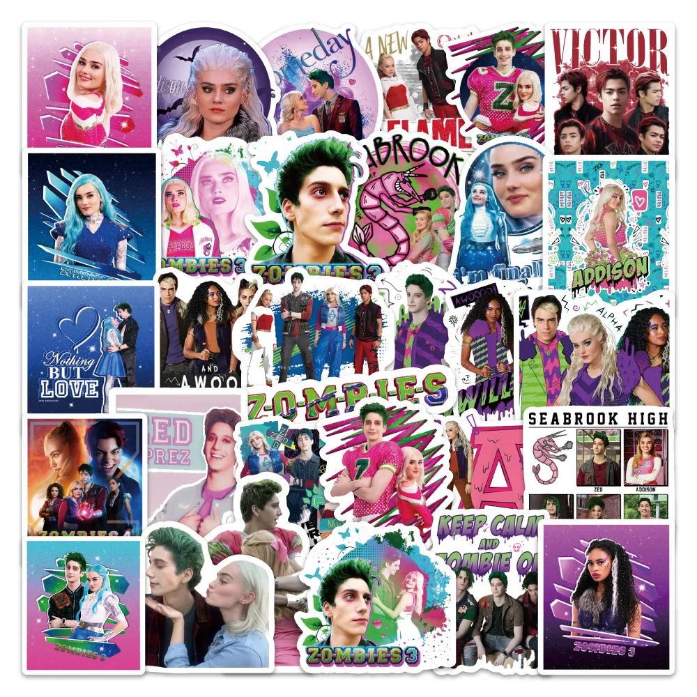54 pièces amour film Zombies 3 autocollants drôle dessin animé décalcomanies bricolage bouteille d'eau coque de téléphone cahier Graffiti autocollant décoration
