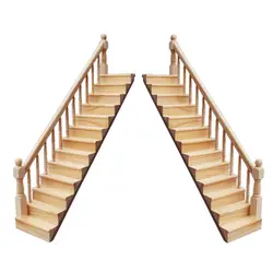 1:12 Dollhouse Miniature Handrail Staircase Wooden Scene Plain Stairway Models