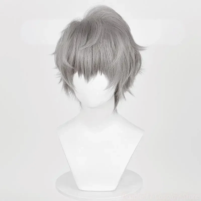 Nouveau Anime Alien scène jusqu'à Cosplay perruque hommes argent gris cheveux courts résistant à la chaleur synthétique perruques casquette carnaval Halloween accessoire