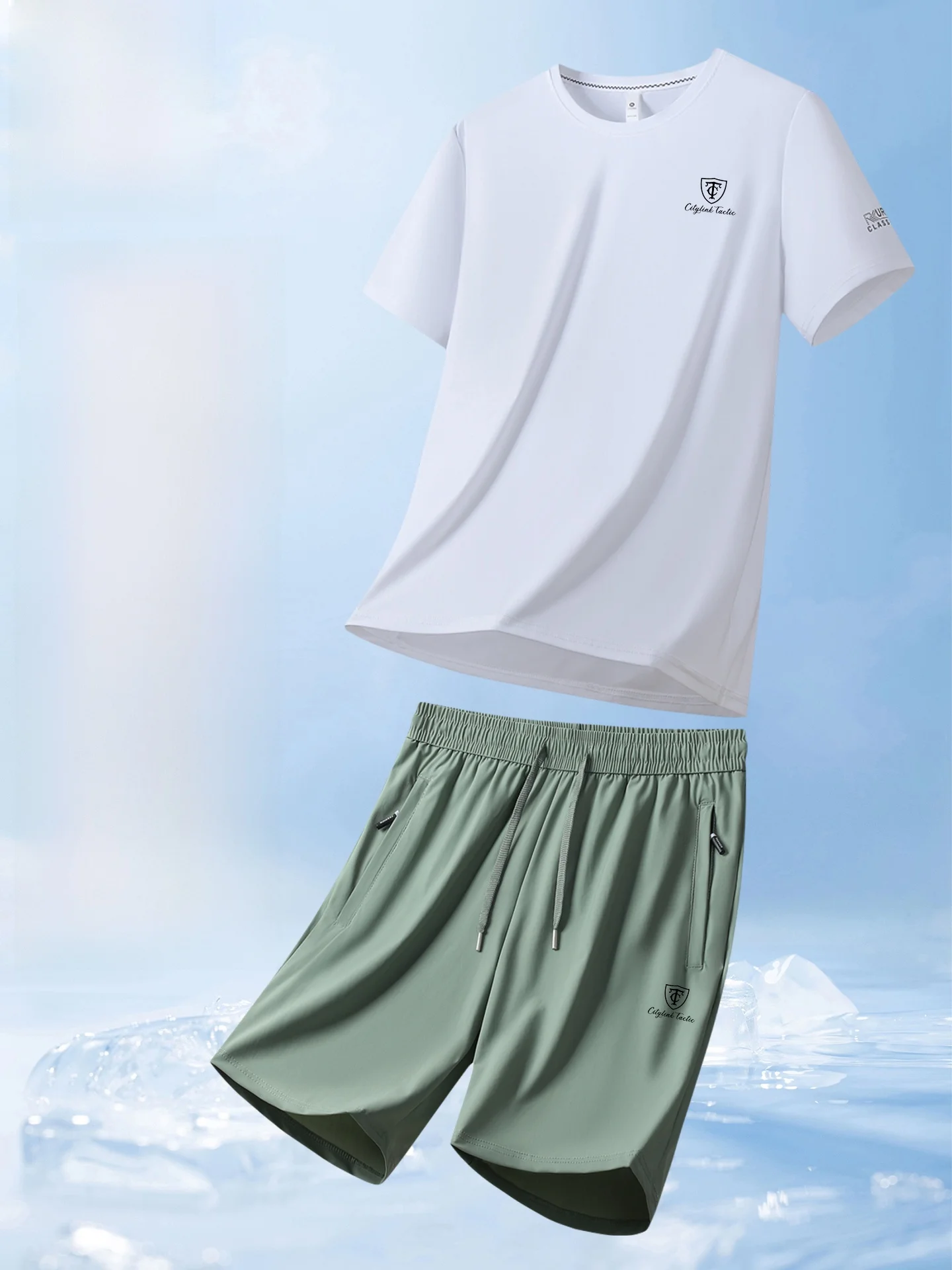 

Мужской комплект из двух предметов Lincoln Luxury Ice Silk: футболка и шорты для спорта и фитнеса, летний сезон