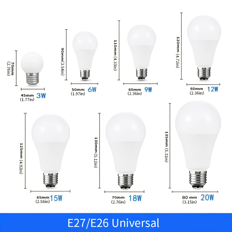 Lâmpadas de mesa LED para sala de estar, iluminação, lâmpada, E27, E14, E12, 110V, GU10, 120V, 3W, 6W, 9W, 12W, 15W, 18W, 20W, 10 PCes