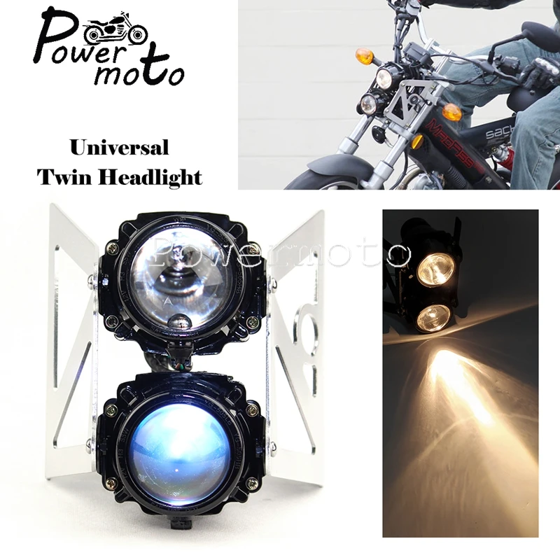 For Honda Suzuki Bobber CB Dirt Bike Motorcycle Hi/Lo Beam 12V 55W T10 Bulb Street Naked Bike Head Light Front Headlamp Lights