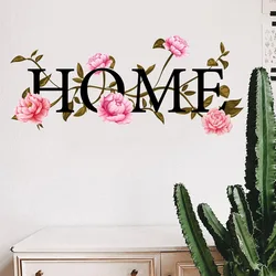 28*60cm English Home Plant Flower Wall Sticker  Aesthetic Art Living Room Bedroom Study Restaurant Decoration Mural Wall Sticker
