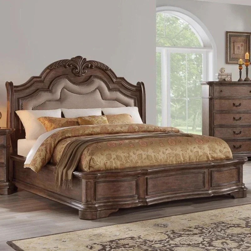 -+-180x200cm Full Marriage Bedrooms American Country Solid Wood Bed Bedroom Double Bed European Luxury Complete Bedroom Furnitur