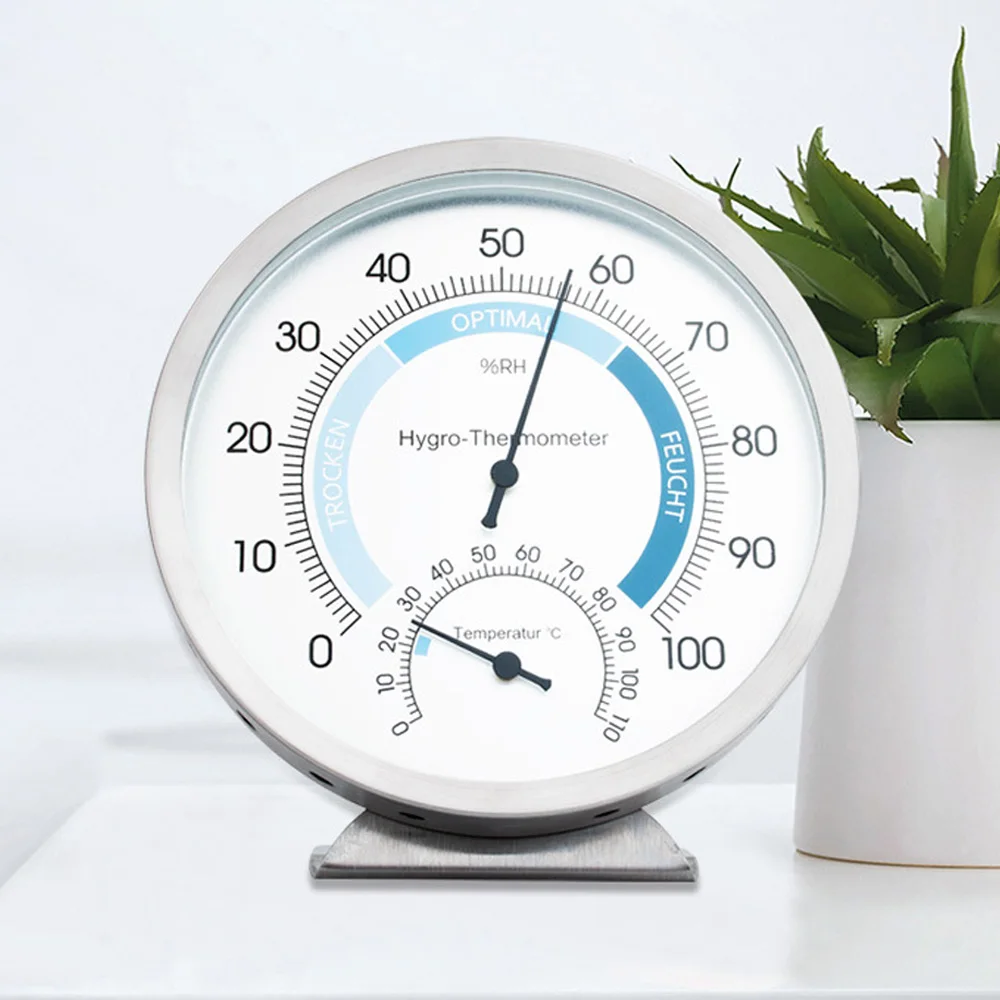 Stainless Steel High Precision Thermometer 0~100℃/0~110%RH Thermometer Hygrometer No Battery Required Temperature Humidity Gauge