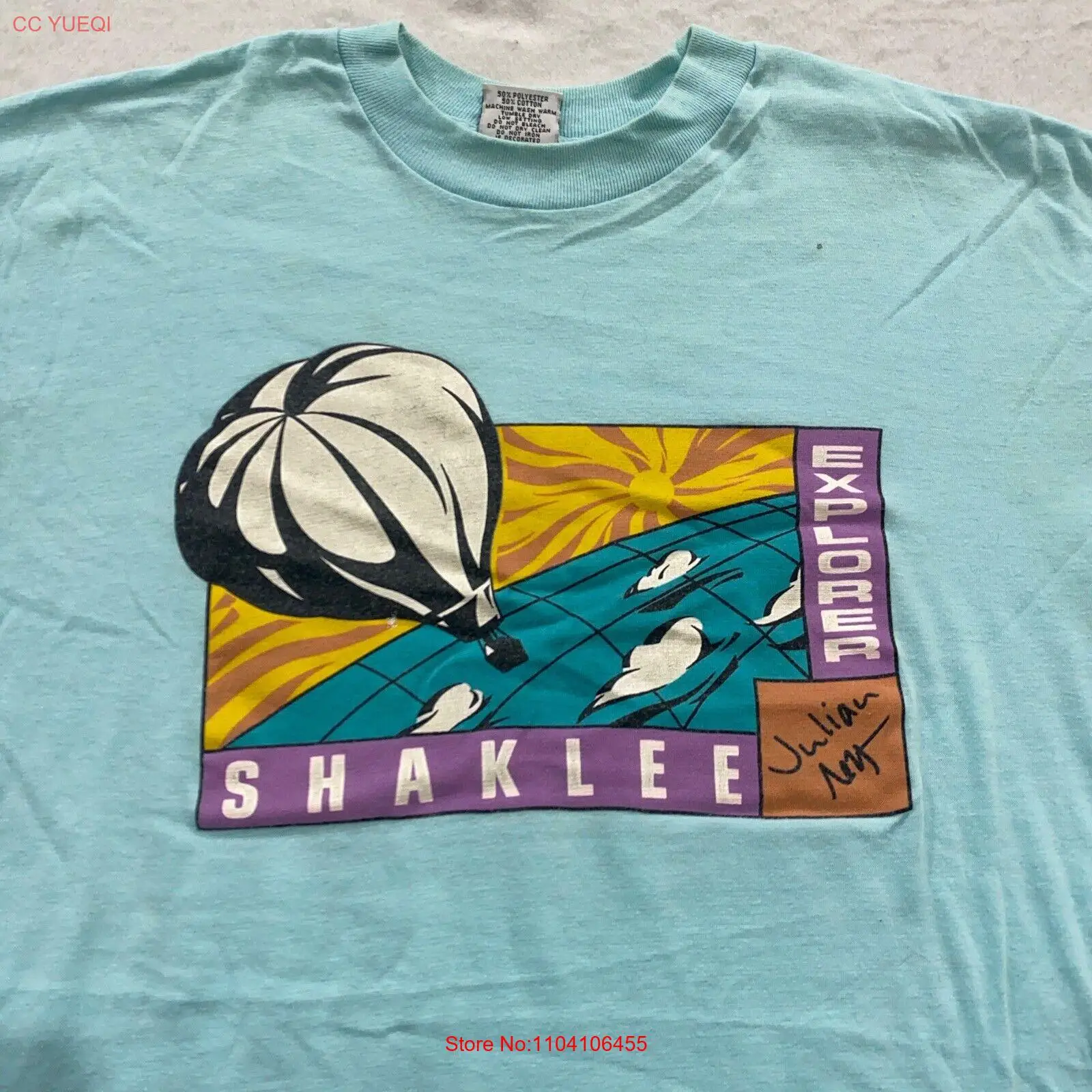 

vtg 90s JULIAN NOTT HOT AIR BALLOON SHAKLEE EXPLORER T-Shirt MEDIUM soft thin