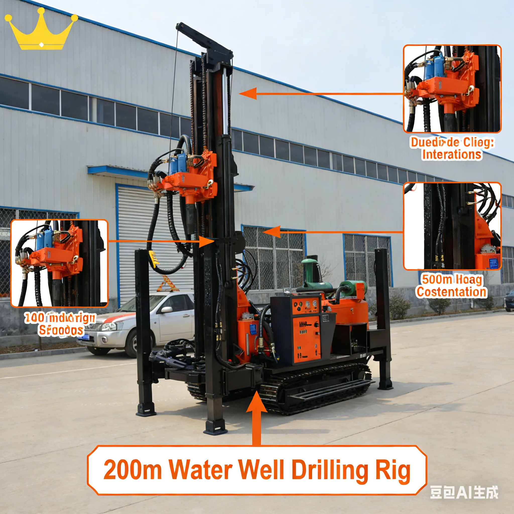 Customized 300m Deep Water Well Drilling Rig Machine With Euro Famous Engine Price For Sale