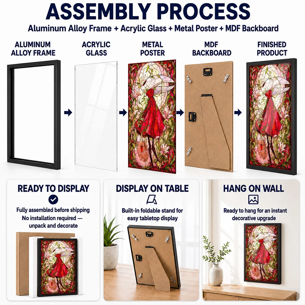 Hornet Stained Glass Hollow Knight Metal Poster With Aluminum Alloy Frame Personalized Mythic Fantasy Tribute Wall Art For Study