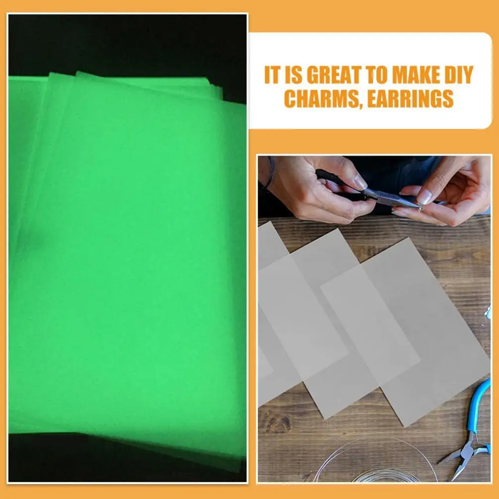 5Pcs Luminous Shrink Plastic Sheet Shrink Paper Kit Shrink Art Sheets Shrinky Film Sheets Kit for DIY Creative Craft Making