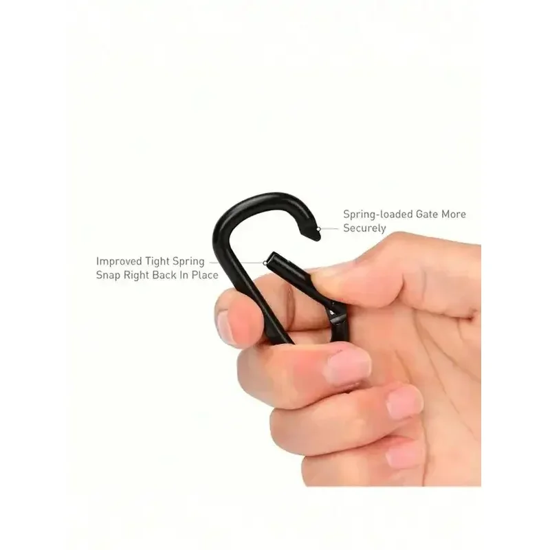 3/6/10Pcs Black Aluminum Alloy Carabiners - Heavy Duty Spring Snap Clips for Outdoor Use, Multi-Function Hooks for Water Bottl