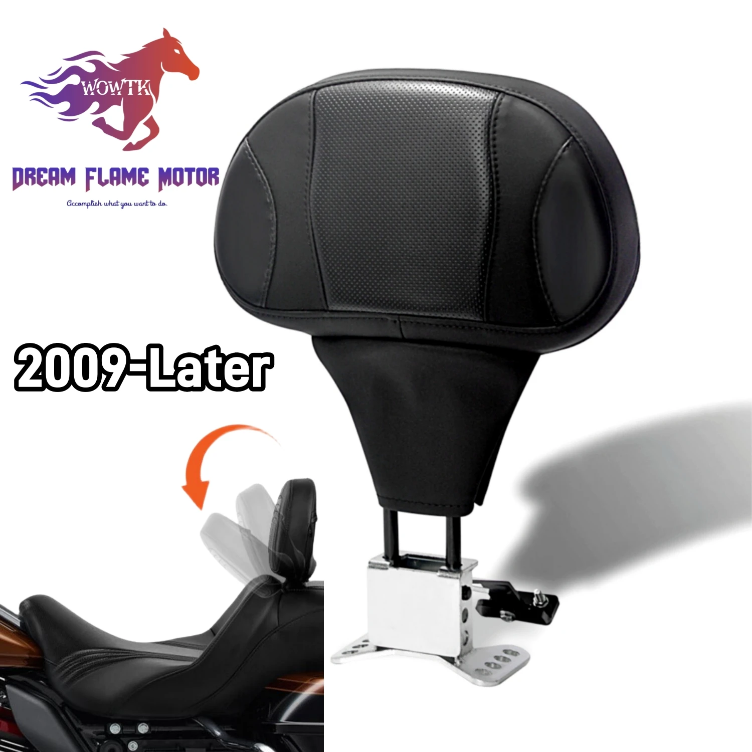 Detachable Adjustable Motorcycle Driver Rider Backrest Pad For Harley Touring CVO Street Glide Road King Ultra Electra 2009-2026
