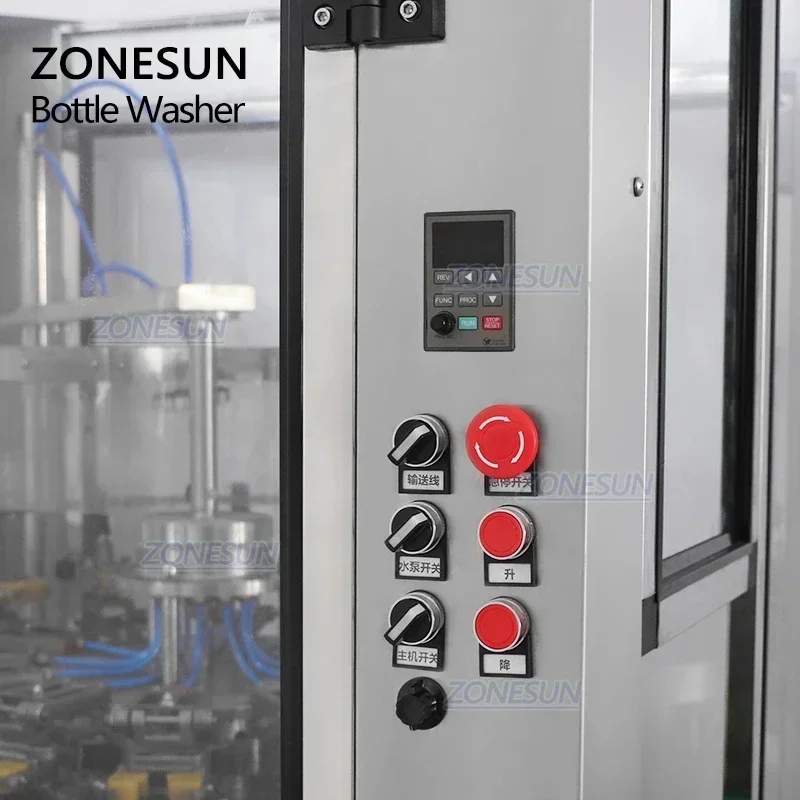 ZONESUN ZS-WB12 Lavadora de botellas rotativa semiautomática para leche, vino, PET y máquina de limpieza de botellas de vidrio