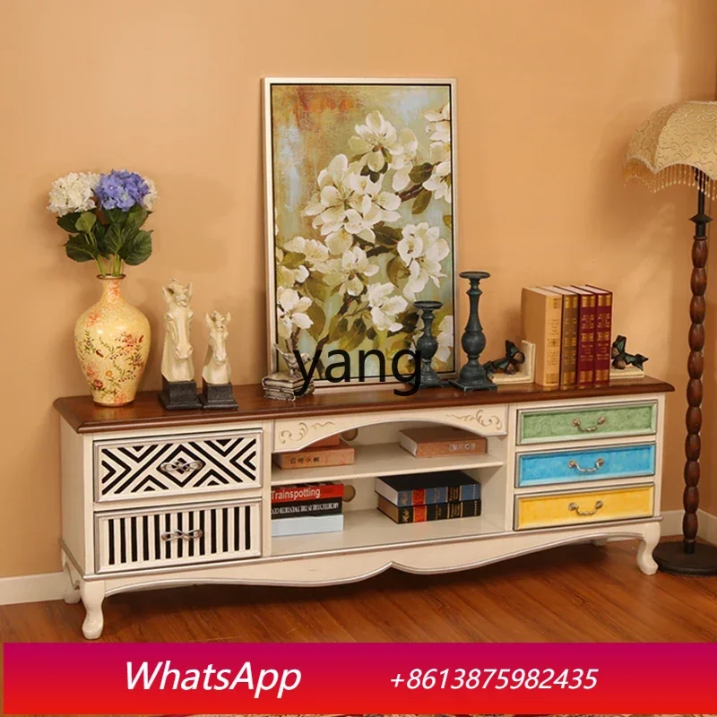 LH   country five draw TV cabinet living room retro painted storage cabinet TV audio-visual cabinet