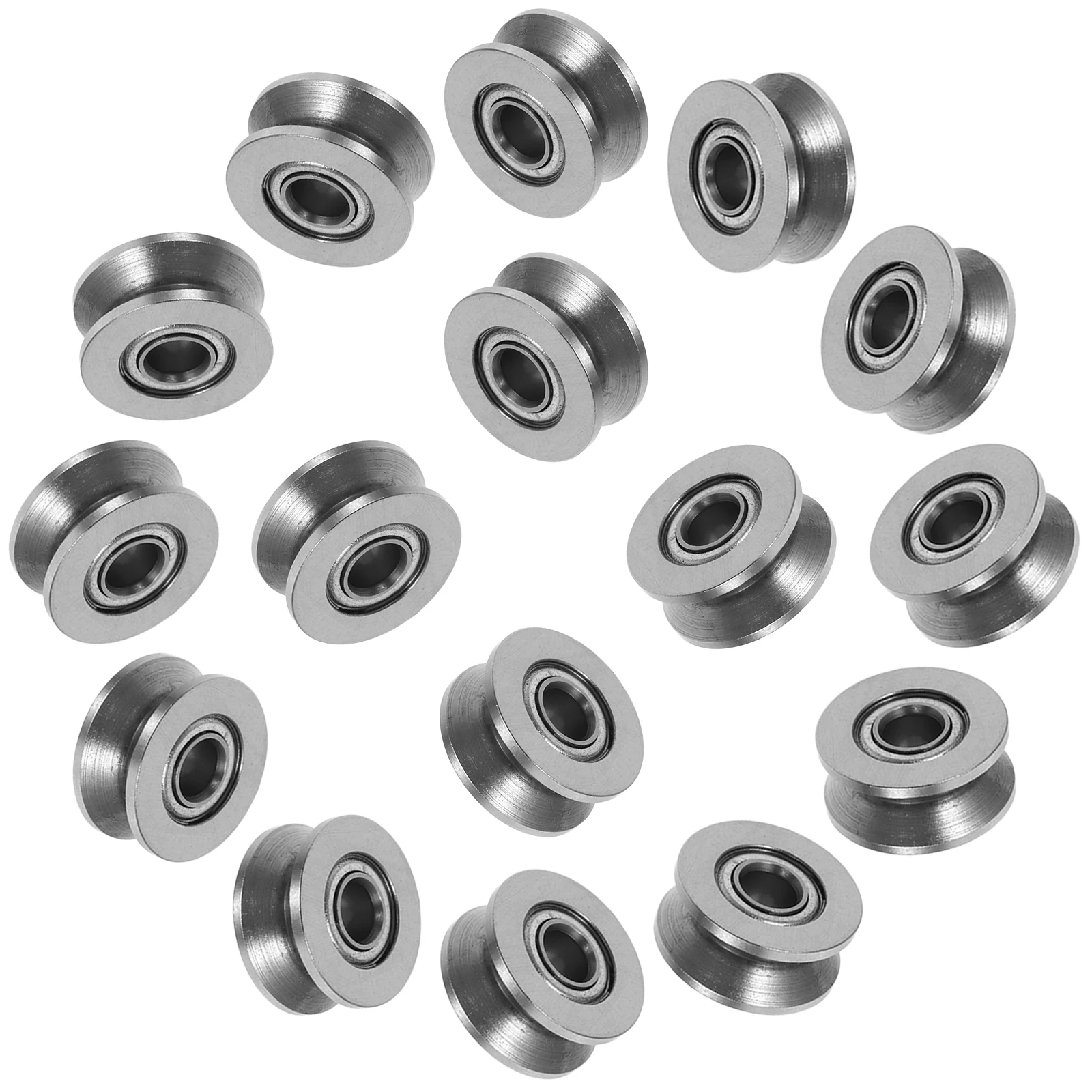 

20pcs Guide Bearings V Groove Rail Track Pulley Rollers Heavy Duty Barn Door Wheel Steel Garage Mini Bearing Deep Pulley Set