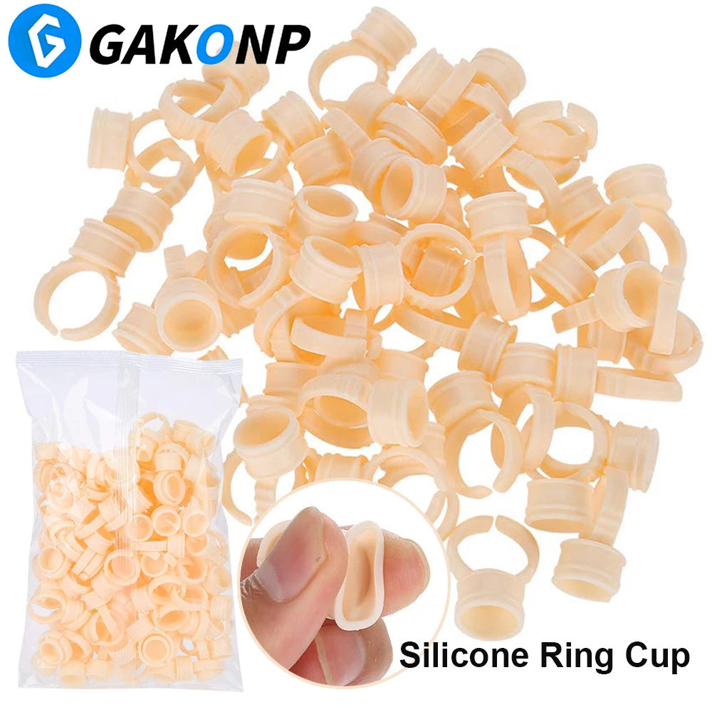 1000/500/300/100PCS Tattoo Pigment Rings Cup Soft Silicone Eyebrow Ring Cup Ink Rings Caps for Eyelash Microblading Supplies