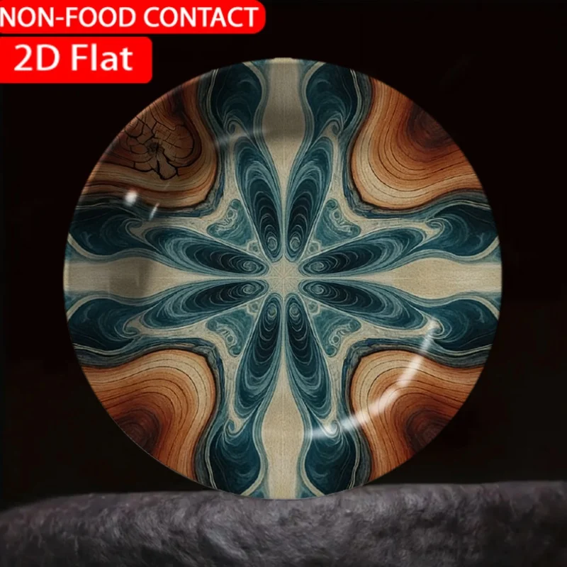 1pc Abstract Swirl Wood Grain Blue Ceramic Plate Non-Food Contact, Home Desk Ornaments, Living Room And Bedroom Decorations,
