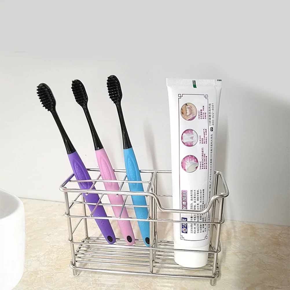

Stainless Steel Toothbrush Holder Large Slots Metal Toothpaste Organizer Bathroom Storage Rack Toothbrush Storage Holder