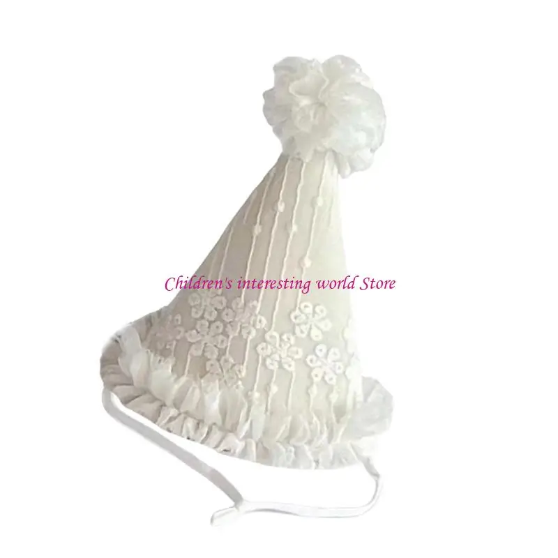 

Trimmed Tulle Hat Birthday Celebration Hat Baby Caps Photography Props 425F