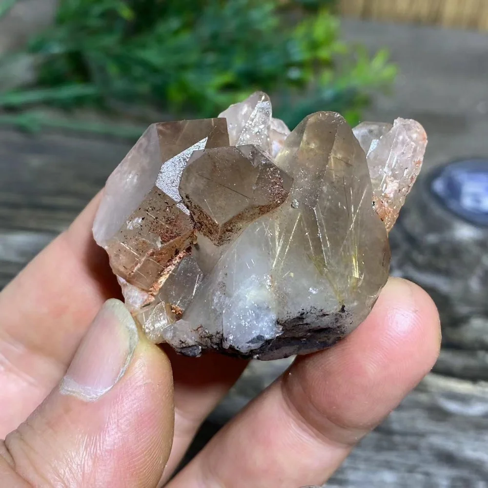 Stone Natural Gold Rutilated Quartz Black Hair Crystal Point Tower Mineral Specimen Energy Healing Hexagonal Wand Home Decor