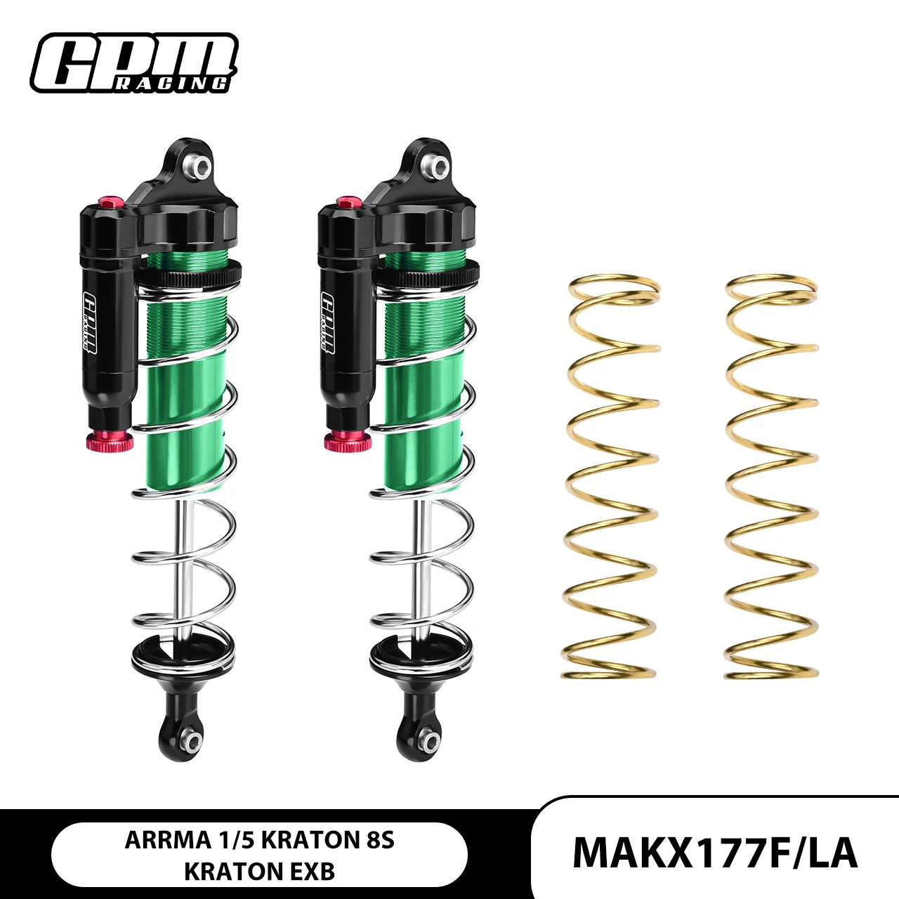 GPM ARRMA 1/5 Kraton 8S For Alu Front L-Shape Piggy Back Adjust Spring Dampers 177mm