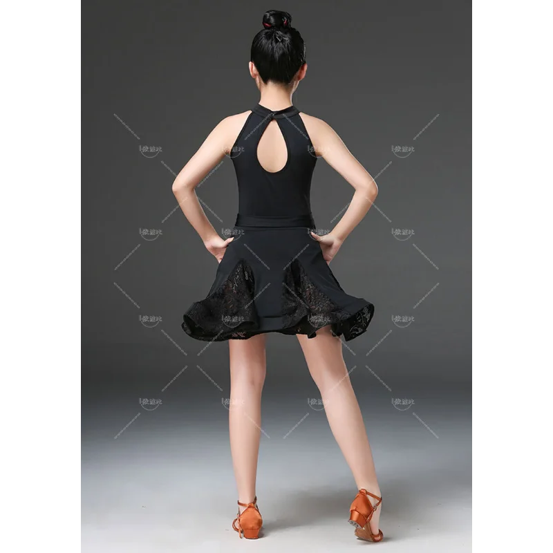 Kid Latin Dance Dress for Girls Latin Dancing Costumes for Girl Lace Standard Ballroom Dancing Dresses Children Dance Costume