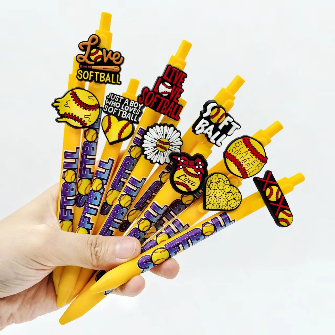 Penna a sfera da baseball da 6 pezzi/14 pezzi, penna per scrivere con pressa a sfera sportiva appassionata, cancelleria regalo per sport da baseball