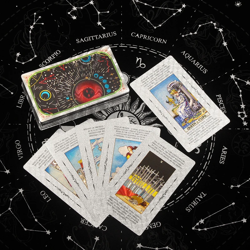 Tarot Interactif de Haute Qualité en Feuille d'Or, 78 Pièces, Guide Complet pour Documents, Cadeau, Offre Spéciale, 2024