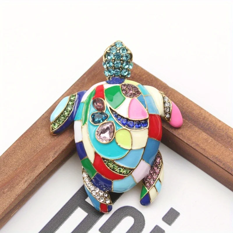 Creative Rhinestone Painting Oil Turtle Pin Men\'s and Women\'s Animal Brooch Fashion Retro Accessories