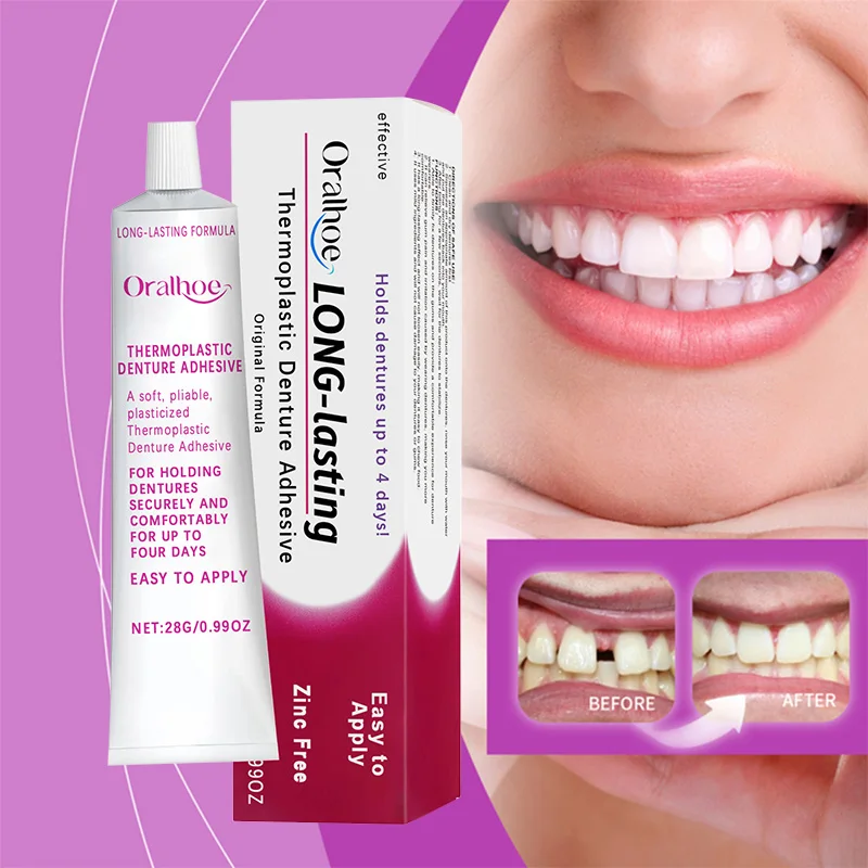 Adhesivo de fijación de dentaduras postizas, adhesivo Dental sólido para fijar dentaduras para mejorar la comodidad, adhesivo cosmético, 28g