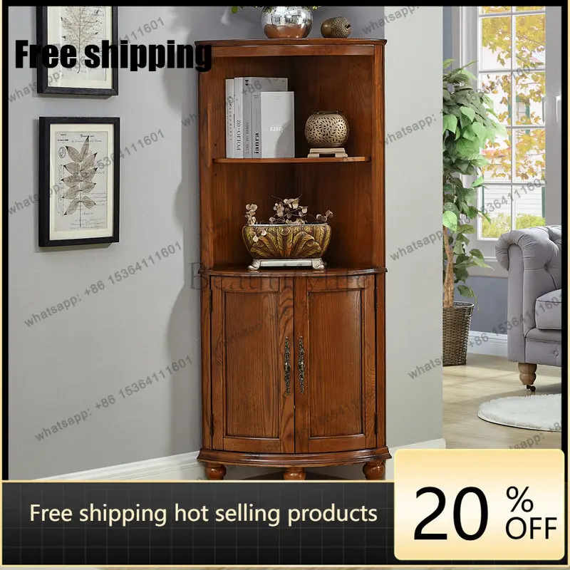 JJ   American light luxury corner cabinet all solid wood European corner storage locker living room home