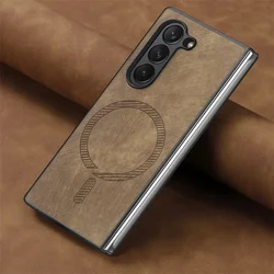 For Samsung Galaxy Z Fold 7 5G 2025 Luxury Case Leather Magnetic Back Cover For Galaxy Z Fold 6 Case Z Fold7 6 5 4 Phone Funda