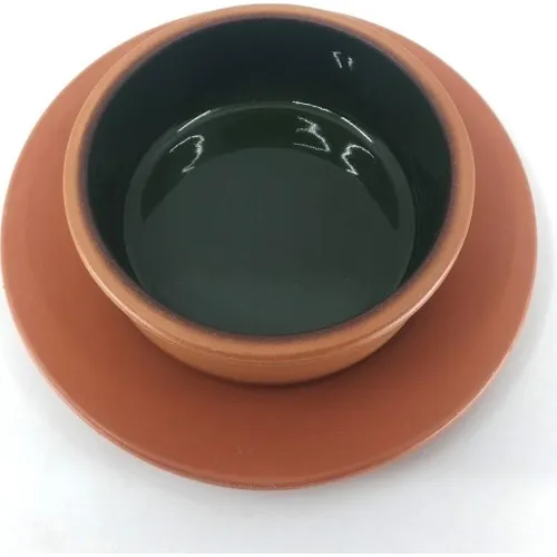 Myb Turkish Crafts Natural Clay Dark Green Color Dish Hot Pot