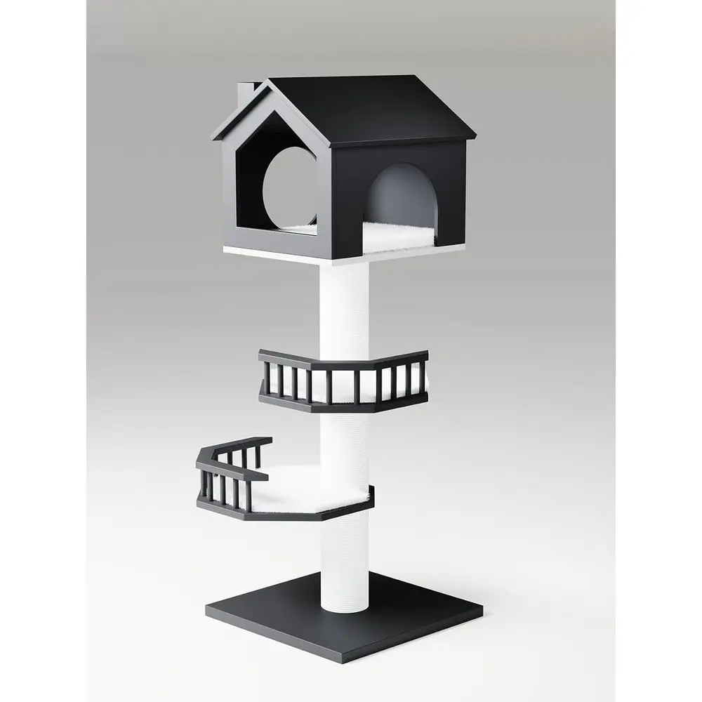 

4-Level Solid Wood Luxury Cat Condo for Large Cats with Removable Washable Cushions