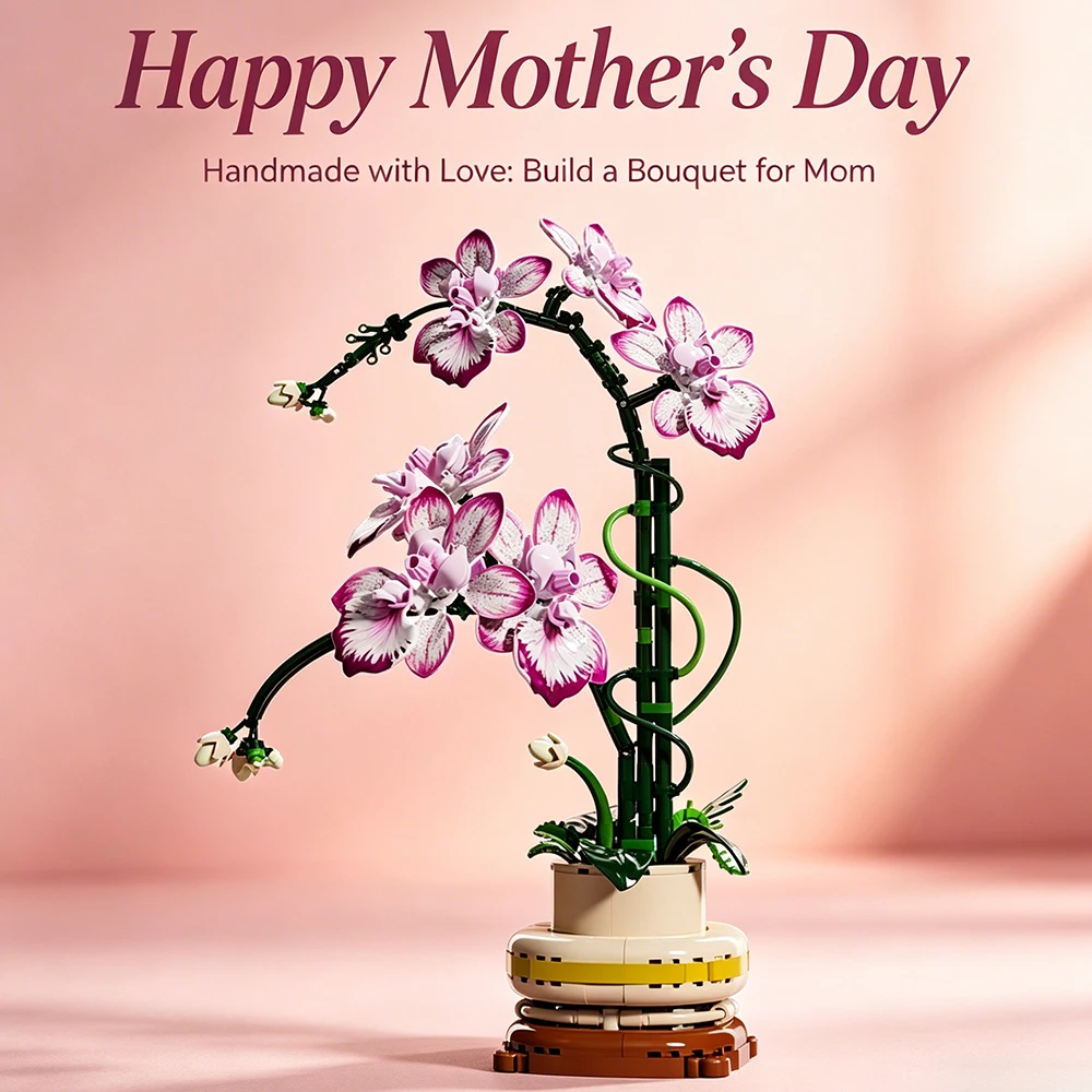 

Valentine's Day Birthday Butterfly Orchid Bouquet Bricks Gift For Kids Girl DIY Assembly Toy Flower Bouquet Desktop Ornaments