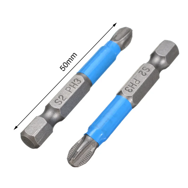 Juego de brocas antideslizantes para taladro magnético S2, destornillador de impacto eléctrico, 12 piezas, 50mm, PH1/PH2/PH3 PZ1/PZ2/PZ3