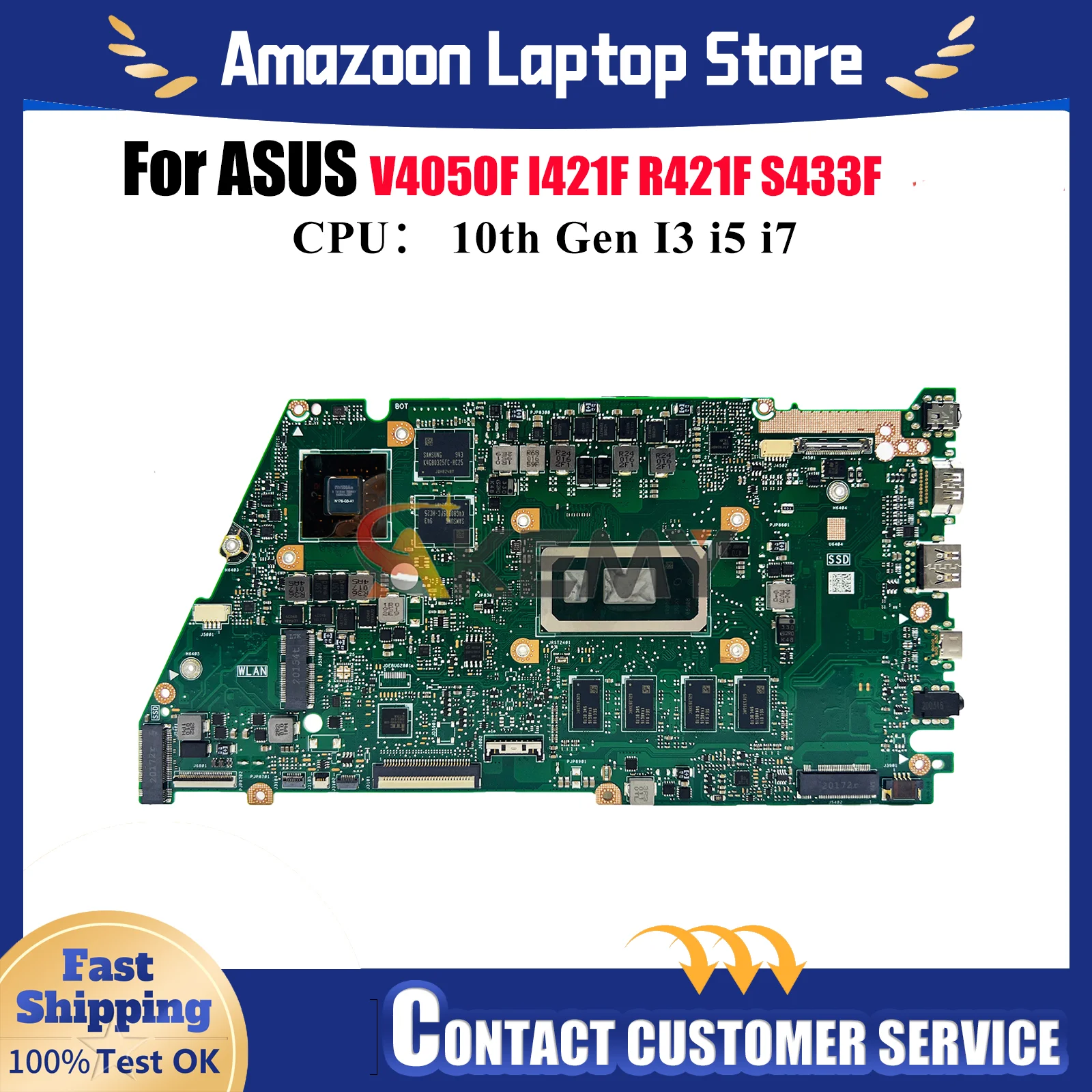

X421FL Laptop Motherboard For ASUS R421F X421FAY X421F S433F X421FPY I421F X421FQY V4050F X421FL Mainboard W/ 10th Gen I3 i5 i7