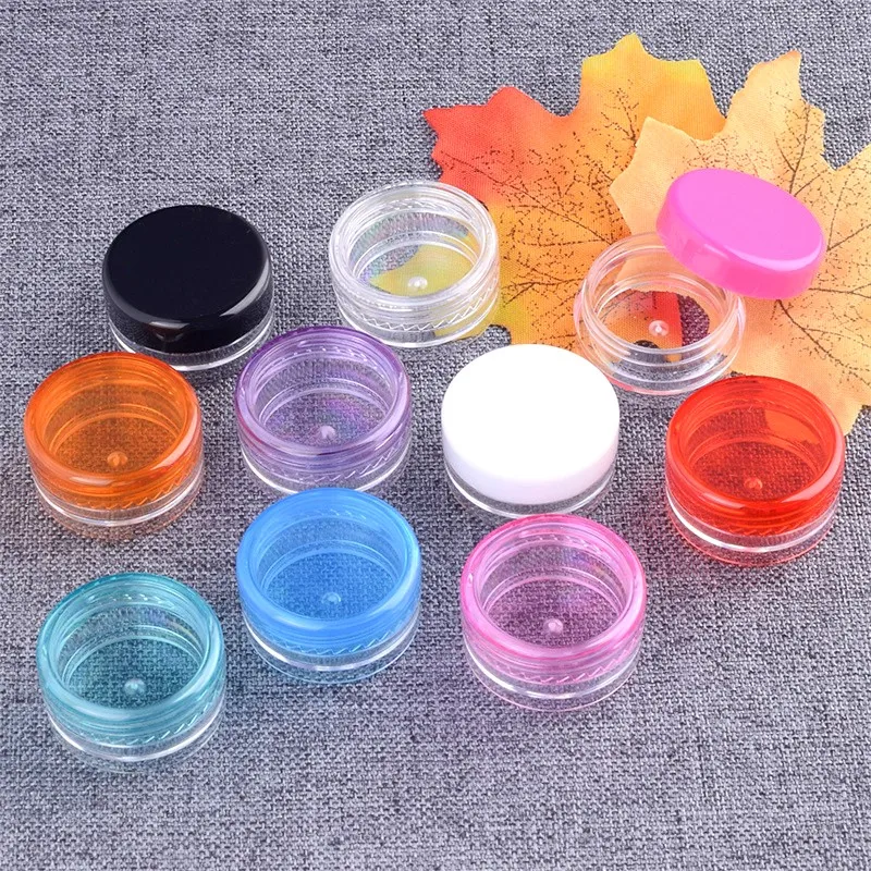 1Pcs 3g 5g Plastic Cosmetic Empty Jar Pot Box Nail Art Powder Bead Storage Container Round Makeup Portable Sample Bottle