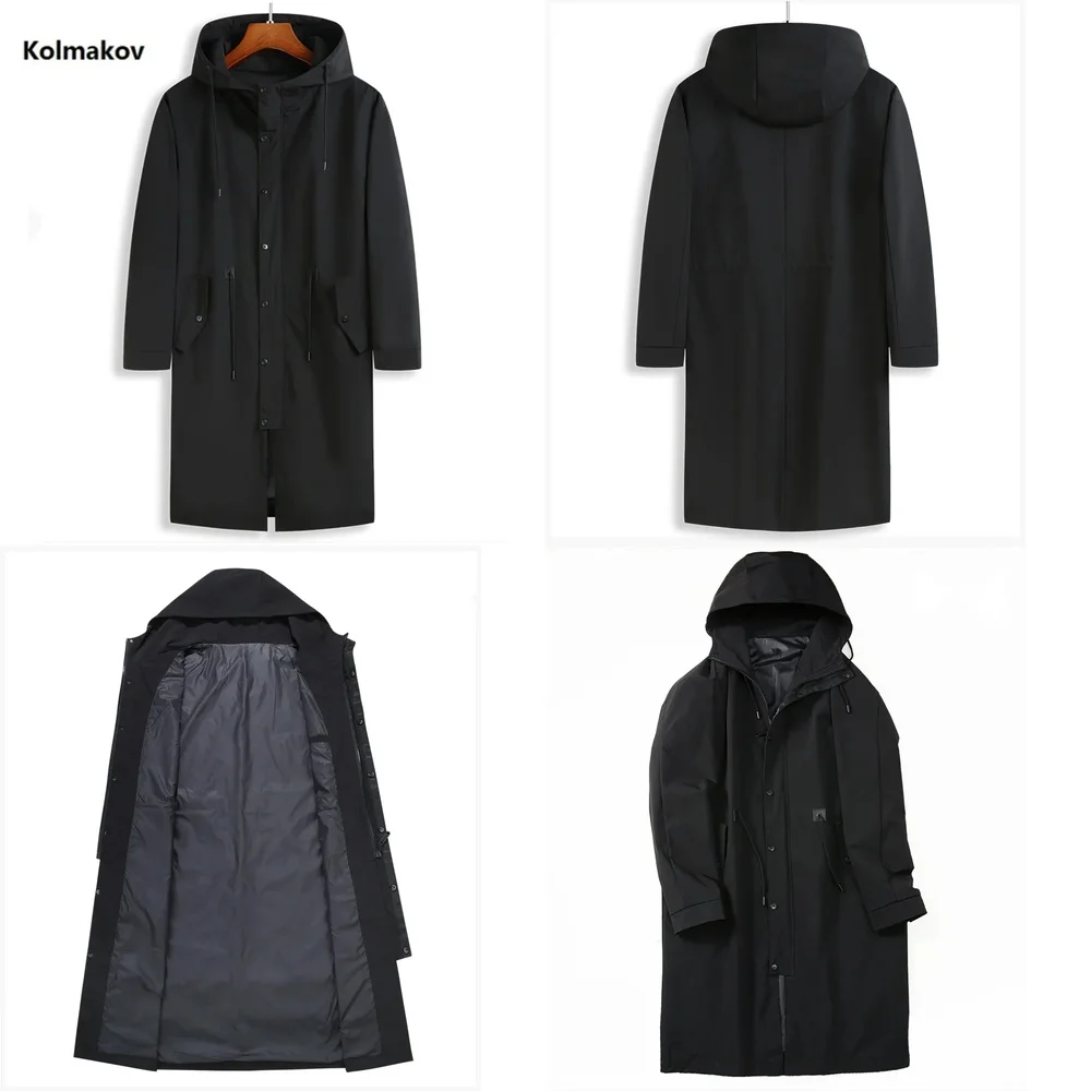 

Long Style Men's Windbreaker Trench Coat Casual Hooded Jacket for Men Size XL to 8XL