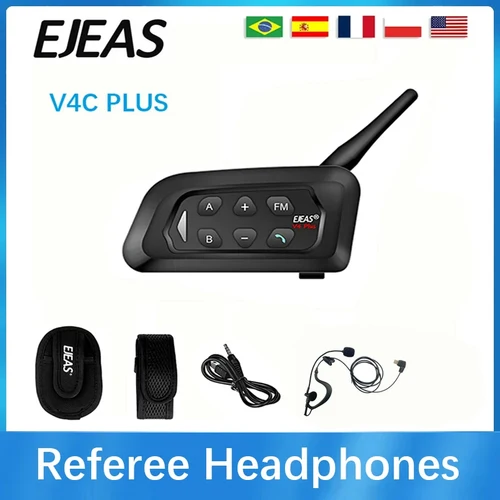 Imagen 1 del producto EJEAS V4C Plus árbitro de fútbol intercomunicador Bluetooth auriculares 1500M 4 usuario intercomunicador de conferencia de fútbol Full Duplex