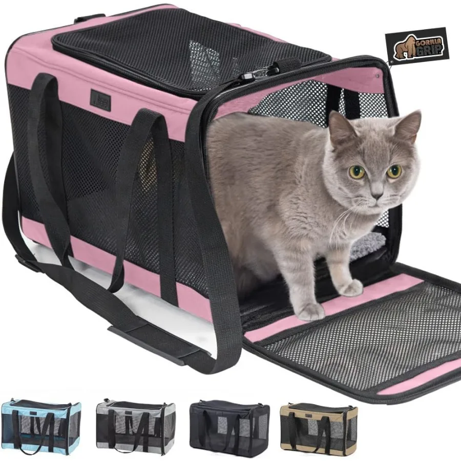 

Travel Kennel for Small Animals Up to 15lbs Soft Collapsible Carrier for Rabbits Cats Dogs Top and Side Entry Breathable Mesh G