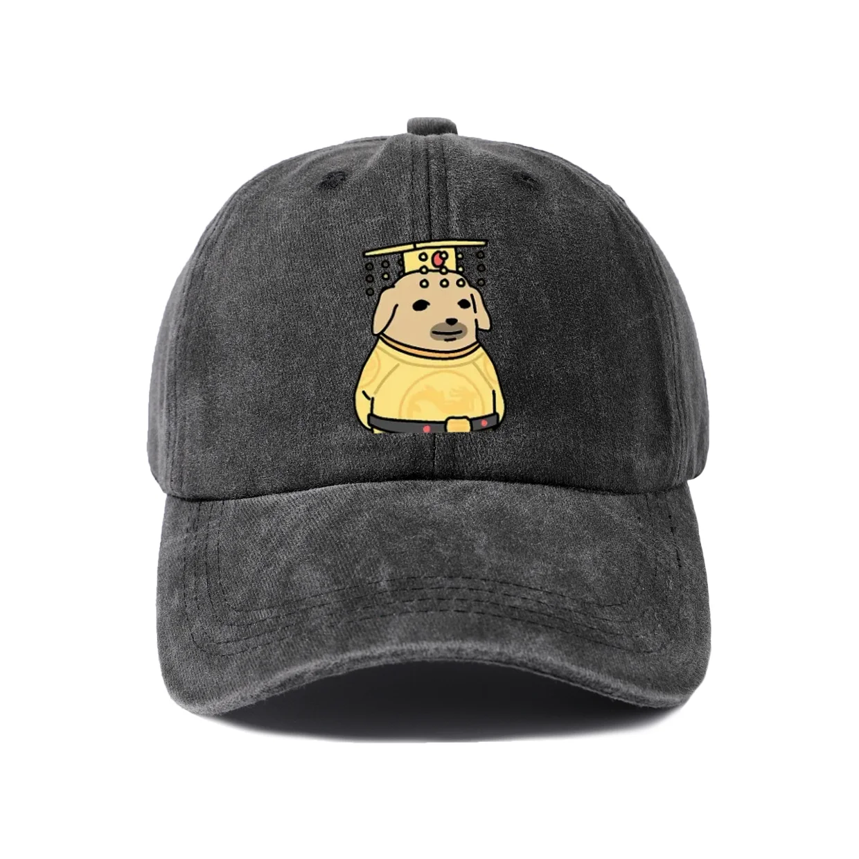 Whimsical Creature Illustration Graphic Baseball Cap, Vintage Washed Adjustable Unisex Dad Hat, Casual Gift
