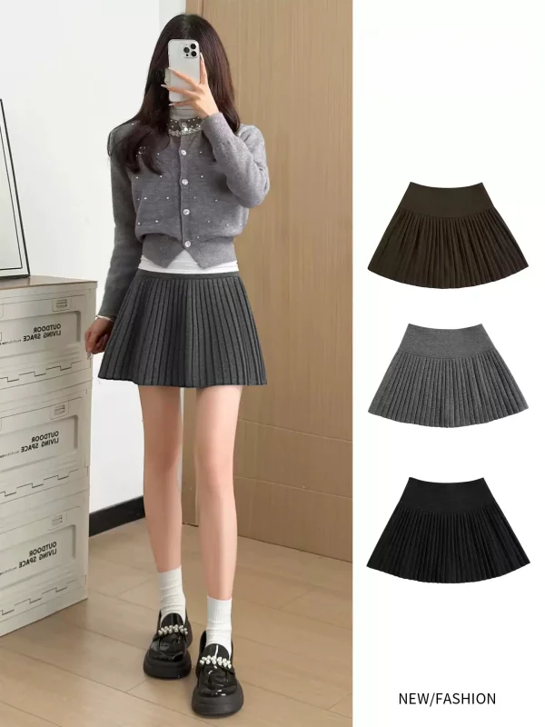 

Шерстяная плиссированная юбка женская 2026 года, новая зимняя модель А-силуэта, с высокой талией, стройнящая, драпированная, из шерсти
