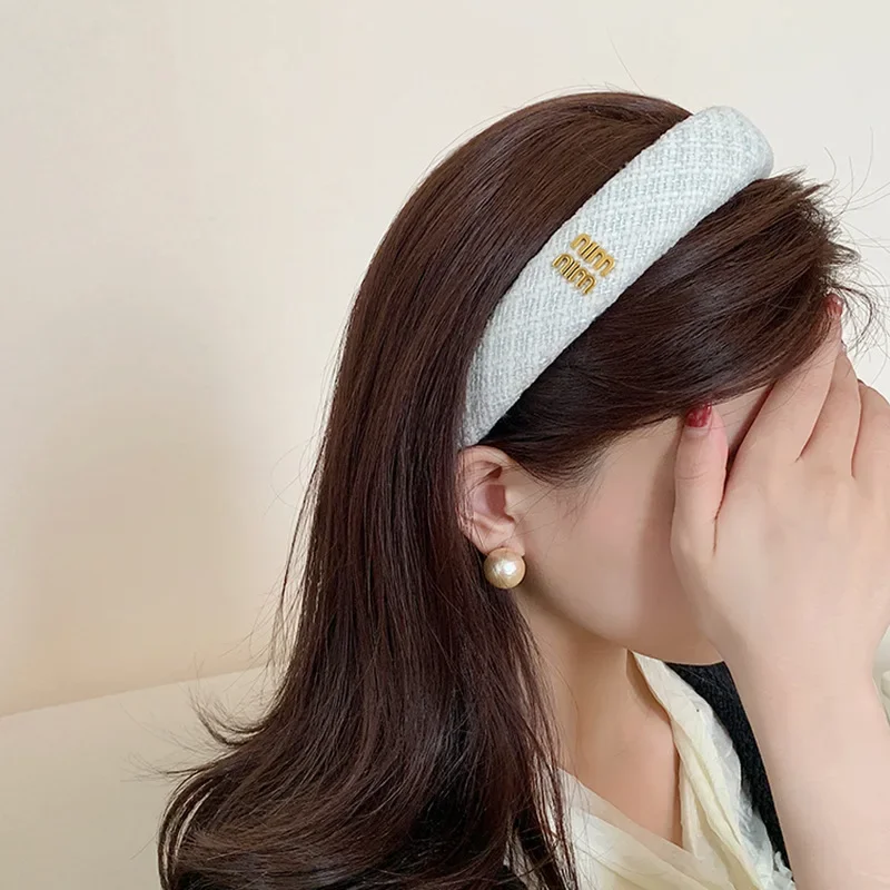 عصابة رأس منسوجة حلوة فرنسية للنساء، إكسسوارات شعر متماسكة أنيقة، عصابات رأس وردية، أربطة شعر بحافة واسعة للفتيات الجميلات