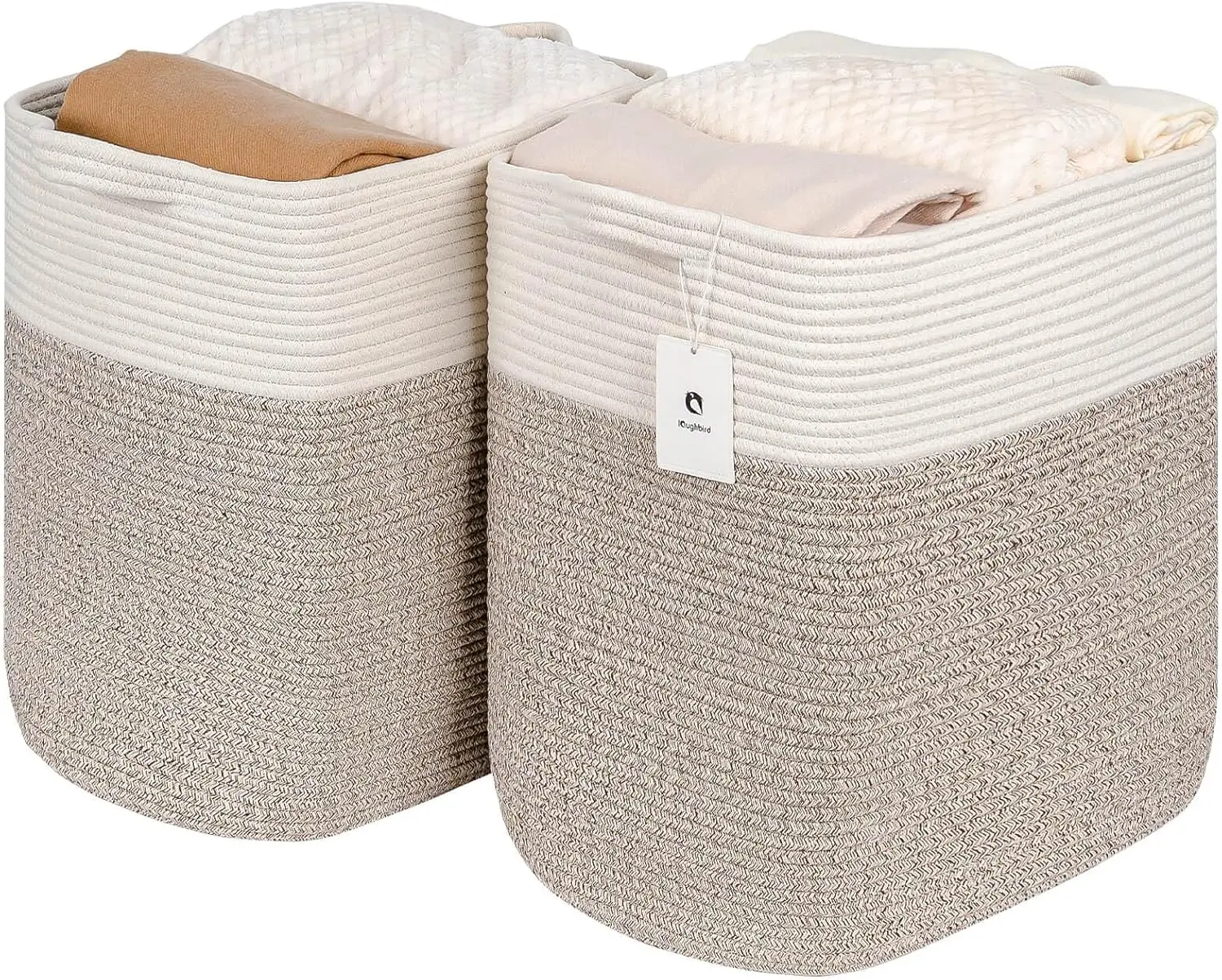 

Storage Baskets for Clothes Fabric Cotton Rope Tall bins Storage Basket with Handles, Decorative Woven Basket for Living Room